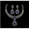 Image 2 : GIA Cert 22.54 ctw Tanzanite and Diamond Suite - 18KT White Gold