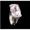 Image 6 : 18.22 ctw Kunzite and Diamond Ring - 18KT White Gold