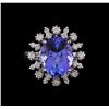 Image 2 : 6.33 ctw Tanzanite and Diamond Ring - 14KT White Gold