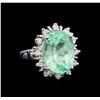 Image 1 : GIA Cert 9.92 ctw Emerald and Diamond Ring - 14KT White Gold