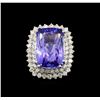 Image 2 : GIA Cert 21.48 ctw Tanzanite and Diamond Ring - 14KT White Gold
