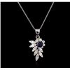 Image 1 : 0.87 ctw Blue Sapphire and Diamond Pendant With Chain - 14KT White Gold