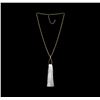 Image 1 : Leather Tassel Square Pendant Chain Necklace - Gold Plated
