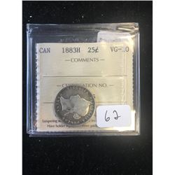 1883 H CANADA 25 CENTS! ICCS GRADED VG-10!