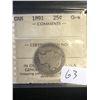 Image 1 : 1891 CANADA 25 CENTS! ICCS GRADED G-4