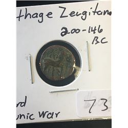 200-146 B.C.E CARTHAGE,ZEUGITANA BRONZE COIN!