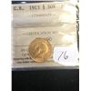 Image 1 : 1913 BRITAIN 1/2 SOVEREIGN! ICCS GRADED AU-55!