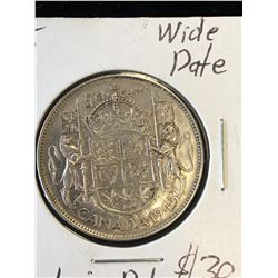 1945 CANADA 50 CENTS! DIE CRACK IN DATE!