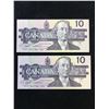Image 1 : 1989 BANK OF CANADA $10 NOTES! 2 IN SEQUENCE!