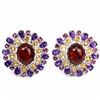 Image 1 : NATURAL AMBER AMETHYST CITRINE RHODOLITE GARNET Earring