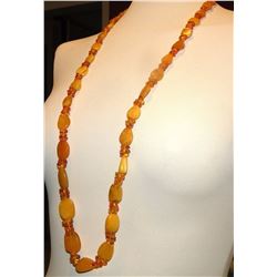 Antique Butterscotch Egg Yolk Amber Beads Necklace