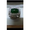 Image 4 : Natural Burmese Jade & Diamond Solid 18k Gold Ring