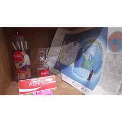 REPRO COCA-COLA STRAW DISPENSER, COCA-COLA GLASSES PLUS 5 COCA-COLA  BOOK COVERS