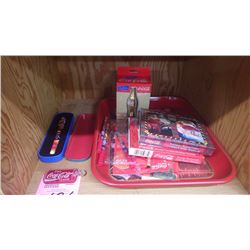 COCAL-COLA SERVING TRAY - 75TH ANNIVERSARY (REPRODUCTION) SER #18566, MISC COLLECTIBLE  CLOCK, PENS 