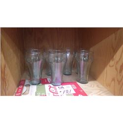 7 RIPPLE COCA-COLA GLASSES PLUS 6 FOR 41 CENT CARBOARD BOTTLE CARRIER 6 PACK (GOOD CONDITION)