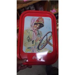 SET OF 6 COCA COLA GLASSES PLUS 3 COCA-COLA GLASSES WITH COCA-COLA METAL SERVING TRAY (VICTORIAN LAD