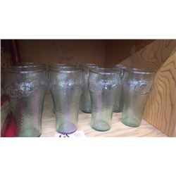 8 COCA-COLA GLASSES (DIMPLED) WITH M ETAL SERVING TRAY (VICTORIA LADY WITH CORSAGE)