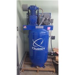 1 QUINCY 5 H.P. 2 STAGE H.D. 80 GALLON INDUSTRIAL CAST IRON COMPRESSOR (LIKE NEW CONDITION)