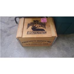 1 ANHEUSER-BUSCH INC 10TH ANNIVERSARY "ROCKY MOUNTAIN ELK FOUNDATION" WOODEN CRATE WITH ASSORTED VHS