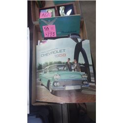 1 LARGE SELECTION AUTOMOTIVE ADVERTISING INCLUDES 1958 CHEVROLET BOOKLET PLUS 1959 THUNDERBIRD ORIGI