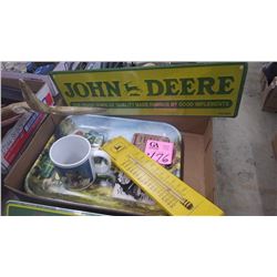1 BOX COLLECTION OF J.D. COASTERS, COFFEE MUG, PLUS 1960'S THERMOMETRE
