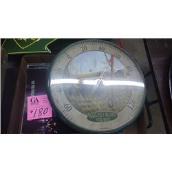1 TRAY OF J.D. "THE FURROW" MAGAZINES AND WALL HANGING ROUND THERMOMETER