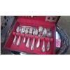 Image 2 : 1 COMMUNITY SILVER CUTLERY SET IN WOODEN CASE PLUS 1 ONEIDA (USA) LARGE SILVER TRAY AND LADIES SILVE