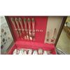 Image 3 : 1 COMMUNITY SILVER CUTLERY SET IN WOODEN CASE PLUS 1 ONEIDA (USA) LARGE SILVER TRAY AND LADIES SILVE
