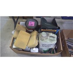 1 LARGE LOT OF PAINTING SUPPLIES, PAINT, THINNERS, ETC.