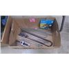 Image 1 : 1 LARGE BOX WITH PRY BARS, THREADED ROD, TIE-ROD FORK, ETC.
