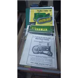 TRAY WITH JD PAMPHLETS INTRODUCING 10 SERIES TRACTORS 40 CRAWLER AND JD MODEL A