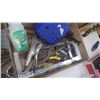 Image 2 : TRAY WITH DRILL INDEX AND DRILLS, HACK SAWS, TIN SNIPS, VICE GRIP, TAPE MEASURE ETC.