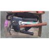 Image 1 : TRAY WITH HAMMERS, RUBBER HAMMER AND 2 CRESENT WRENCHES