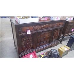 BEAUTIFUL WALNUT CARVED SIDE BOARD WITH INLAID DESIGN