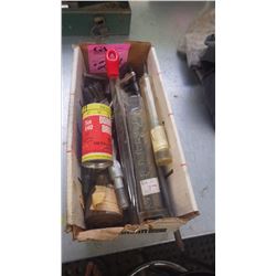 TRAY OF DRILL BITS, CHUCKS WIRE WHEELS, ETC