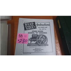 JD INSTRUCTIONS AND PARTS LIST FOR MODEL E STATIONARY ENGINES