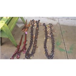 TWO 3/8 BY 20' CHAINS PLUS 4 BOOMERS