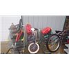 Image 2 : THREE SHOPPING CARTS FILLED WITH BICYCLES, MISC GAS CANS, BIRD FEEDER, 2 DISPLAY RACKS, SCOOTER AND 