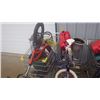 Image 4 : THREE SHOPPING CARTS FILLED WITH BICYCLES, MISC GAS CANS, BIRD FEEDER, 2 DISPLAY RACKS, SCOOTER AND 