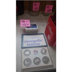 COCA-COLA 1993 CARD COLLECTIONS, SERIES #1 PLUS 1978 COMMERATIVE 5 MEDALLIONS FROM COMMONWEALTH GAME