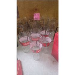 18 COCA-COLA FLARE GLASSES FEATURING DESIGN FROM "TURN OF THE CENTURY" PLUS 5 COCA-COLA 1997 GLASSES