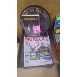 LARGE TRAY OF WESTERN SPORTSMAN MAGAZINE PLUS THERMOMETER AND SASK GREATEST BIG GAME BUCK