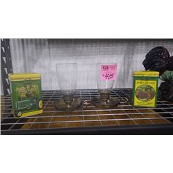 2 FINGER HANDLE HOLDERS AND TWO REPRODUCTION JD TINS