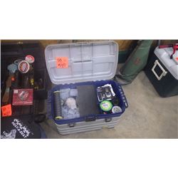 FISHING EQUIPMENT INCLUDES ROD HOLDER, NET,AND LARGE TACKLE BOX