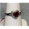 Image 1 : Ladys Very Fancy 18 kt White Gold over Sterling Silver "Heart Shape" Pigeon Blood Ruby & Diamond Rin