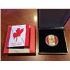 Image 1 : 2014 RCM - $5 Silver Canadian Maple Leaf Color - 24K Gold Gilding