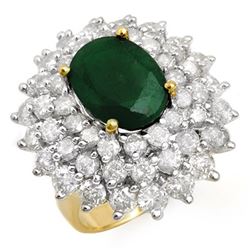 10.02 CTW Emerald & Diamond Ring 14K Yellow Gold - REF-332F9M - 13305