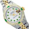 Image 1 : Rolex Ladies Two Tone 14K Gold/SS, Diam/Emerald Dial & Diam/Emerald Bezel, Saph Crystal - REF-368K7R