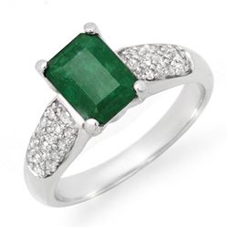 1.76 CTW Emerald & Diamond Ring 10K White Gold - REF-35H6W - 14548