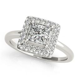 1.05 CTW Certified VS/SI Princess Diamond Solitaire Halo Ring 18K White Gold - REF-238M4F - 27162